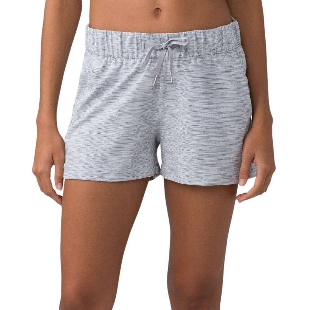 Lululemon On the Fly Shorts Gray Striped Elastic Drawstring Waist Pockets Size 8